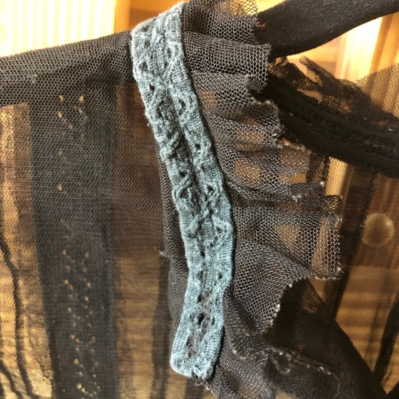 Black Sheer and Crochet Detail Blouse - Picture 6 of 11